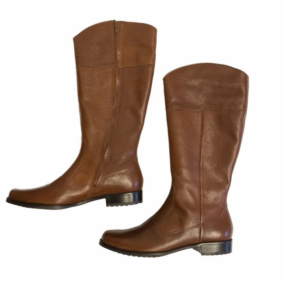 LL Bean Brown Leather Riding Boots 8.5 Full Zip - Picture 6 of 9